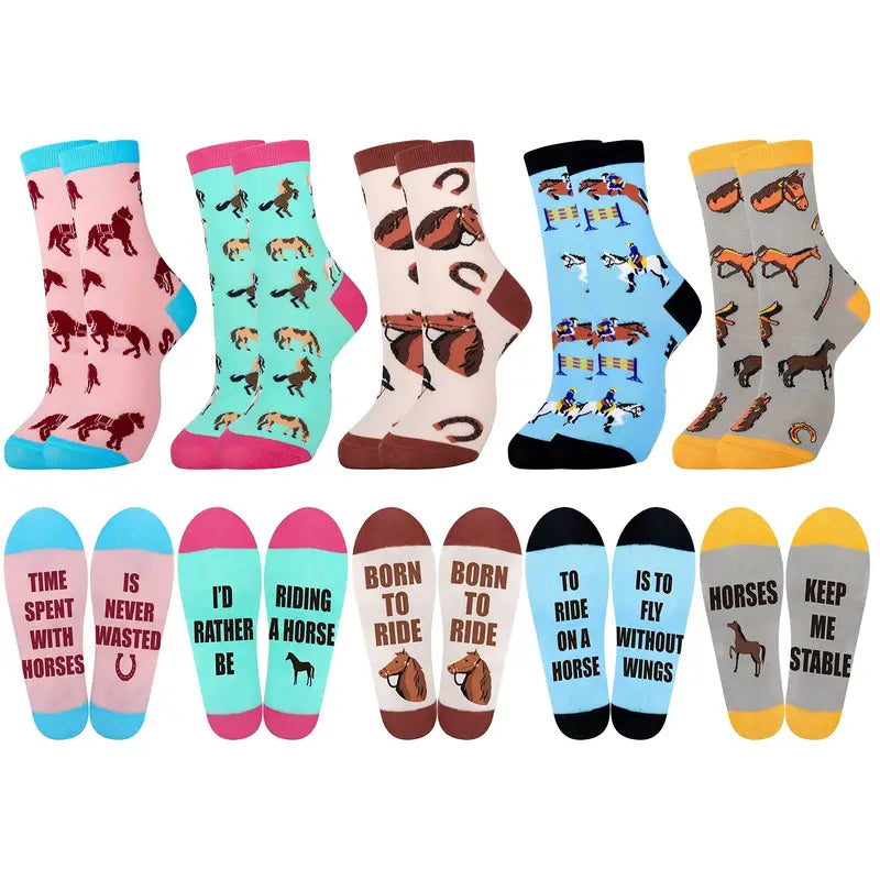 Color Block Horse Sayings Socks