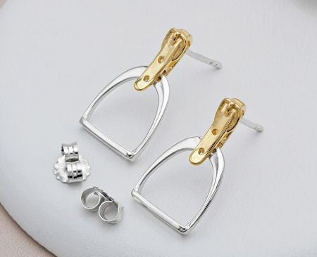 Two-Tone English Stirrup Earring