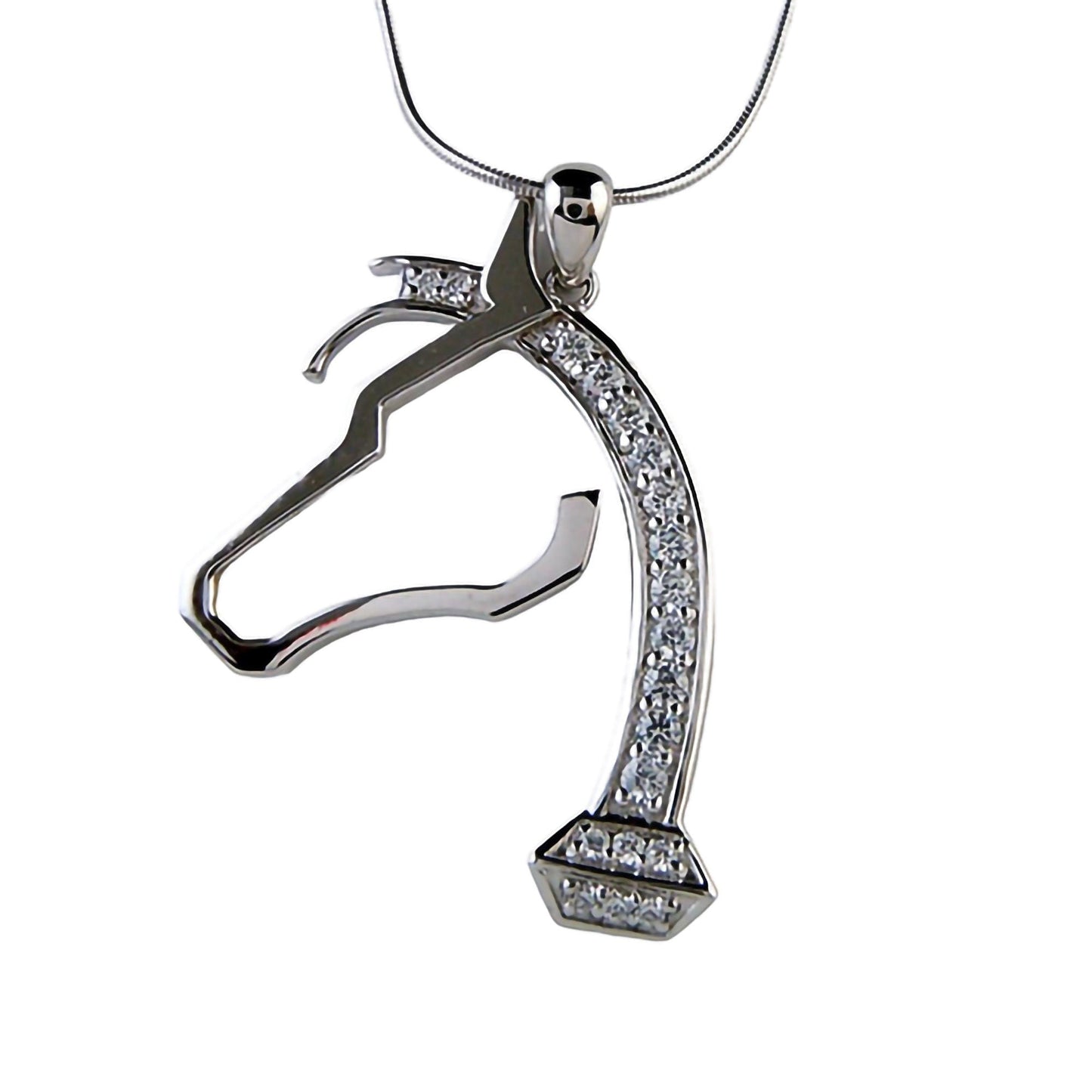 Sterling Silver Horse Head Horseshoe Nail Pendant