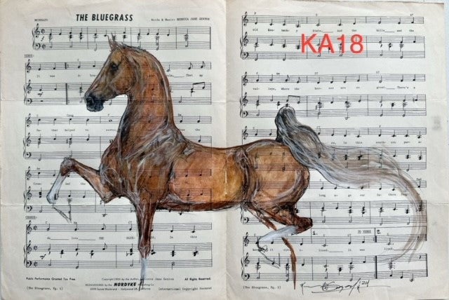 Kenna Al-Sayed Vintage music sheet with mixed media 18 X 12 (various styles)