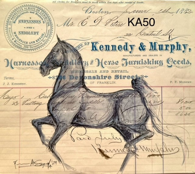 Kenna Al-Sayed: Vintage Kennedy receipt approx 7 1/2 x 8 1/2" KA50