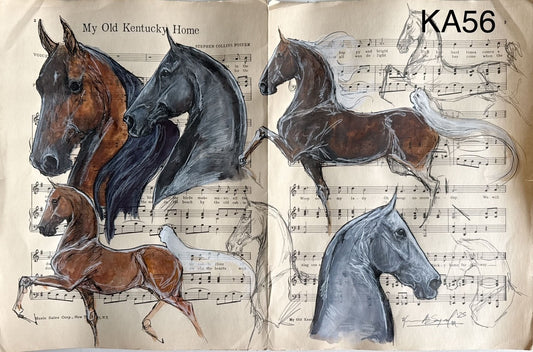 Kenna Al-Sayed: Vintage My Old KY Home Music Sheet Mixed Media Original Art, #KA56 (18" X 12 1/4") (Copy)