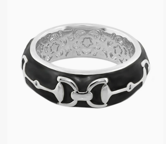 Black Equestrian Snaffle Bit Ring