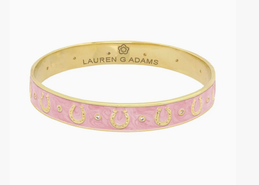 Pink Enamel Horseshoe Bangle