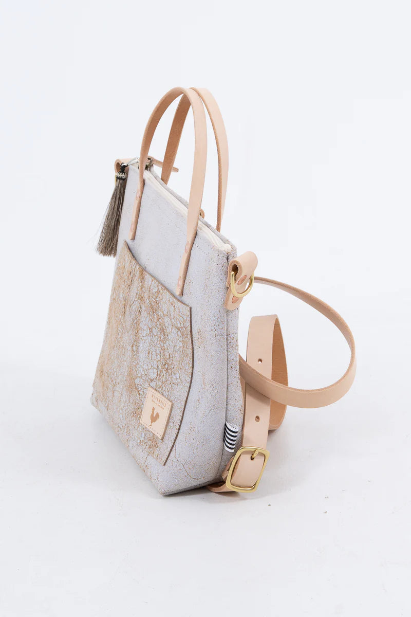 Meanwhile Back on the Farm® Birch White Leather Zippered Small Tote