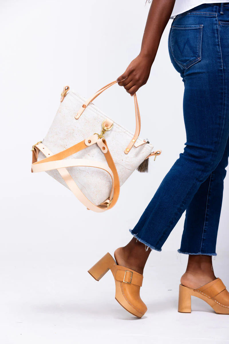 Meanwhile Back on the Farm® Birch White Leather Zippered Small Tote