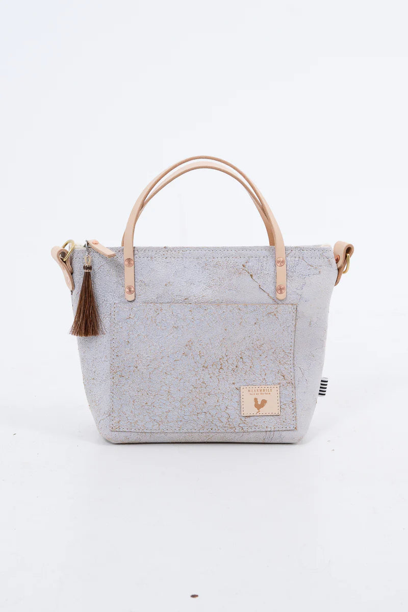 Meanwhile Back on the Farm® Birch White Leather Zippered Small Tote