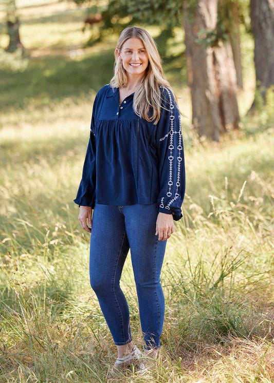 Kerrits Bit & Rein Embroidered Blouse