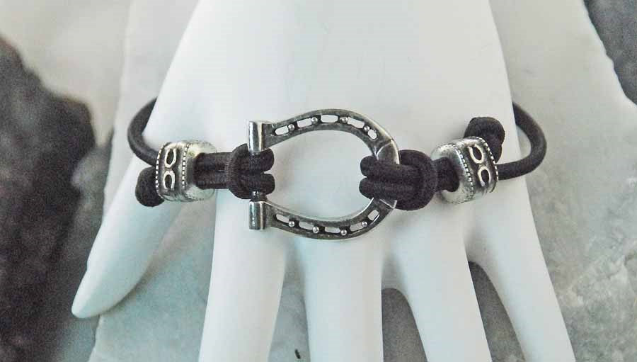 Barbary Horseshoe Black Bungee Bracelet