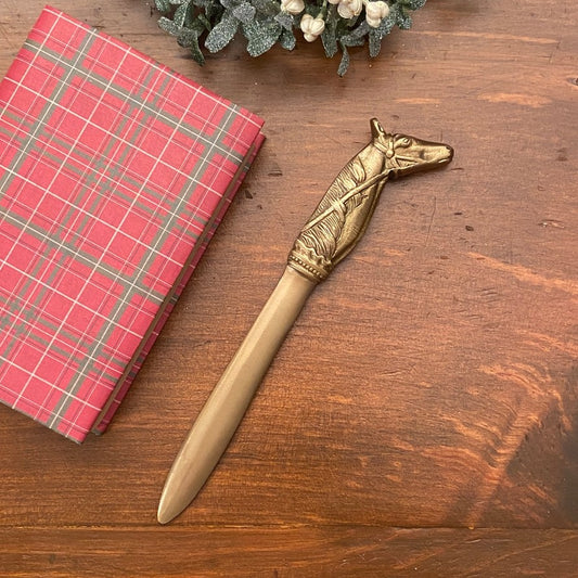 Solid Brass Antiqued Horsehead Letter Opener