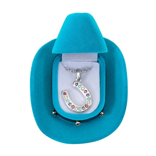 Horseshoe Necklace with Cowboy hat box