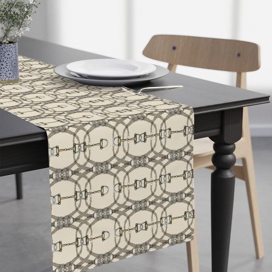 Cream Snaffle Bit and Rein Table Runner