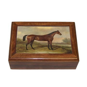 Hunter in A Landscape Decorative Vintage Wood Trinket Box