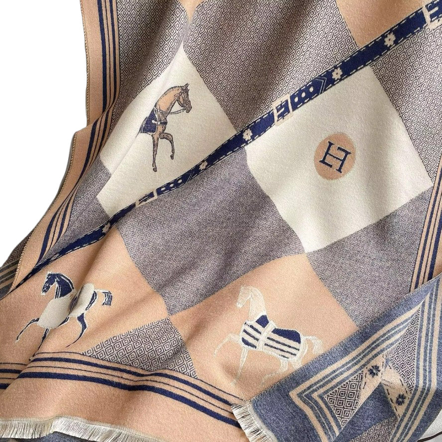Equestrian Diamond Pattern Viscose Winter Scarf