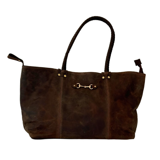 Equestrian Snaffle Bit Leather Tote