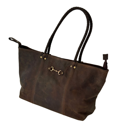 Equestrian Snaffle Bit Leather Tote