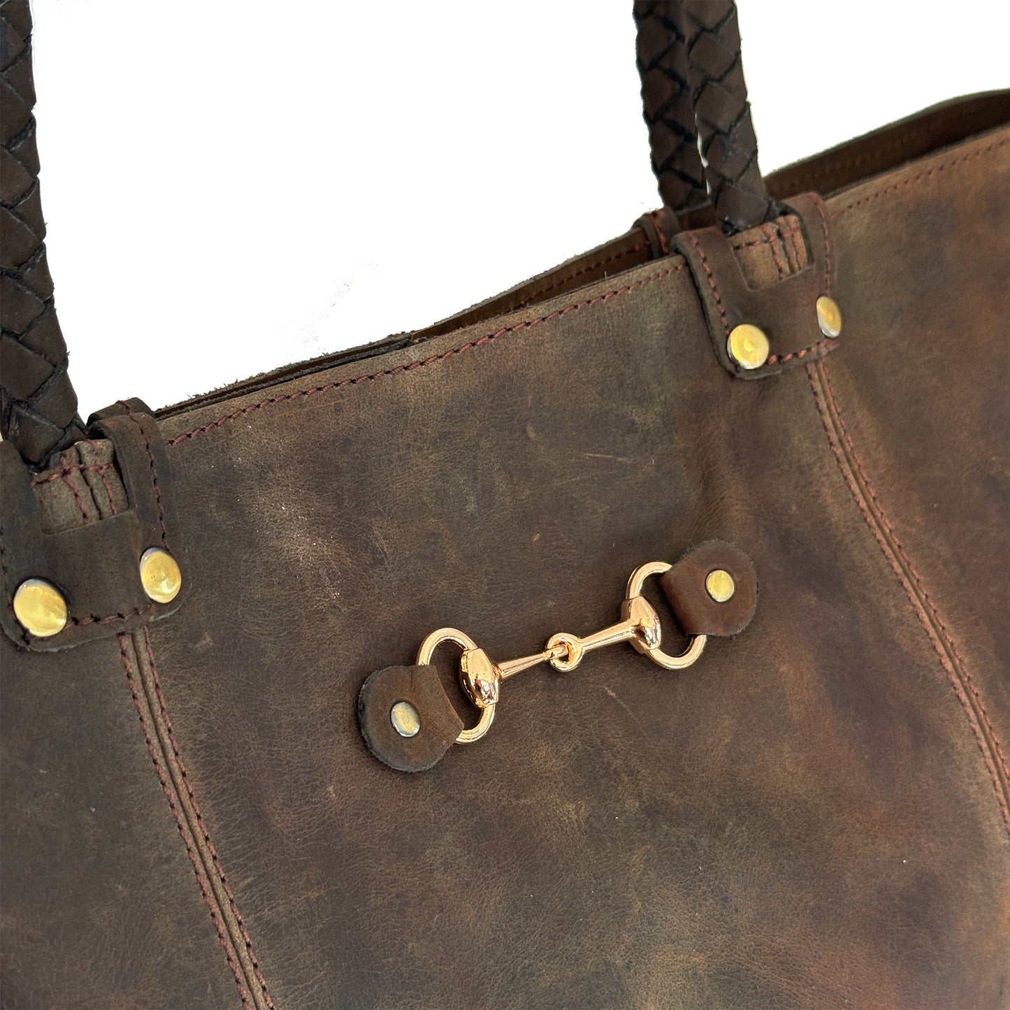Equestrian Snaffle Bit Leather Tote