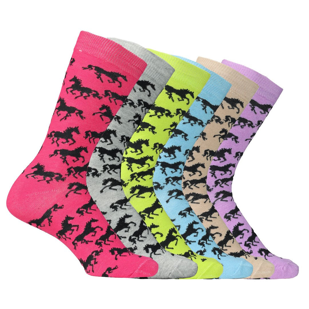 Ladies Galloping Horses Crew Socks