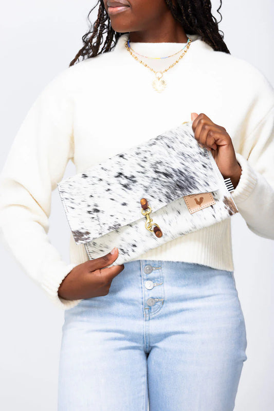 Meanwhile Back on the Farm® Hair on Hide Leather Foldover Clutch & Crossbody
