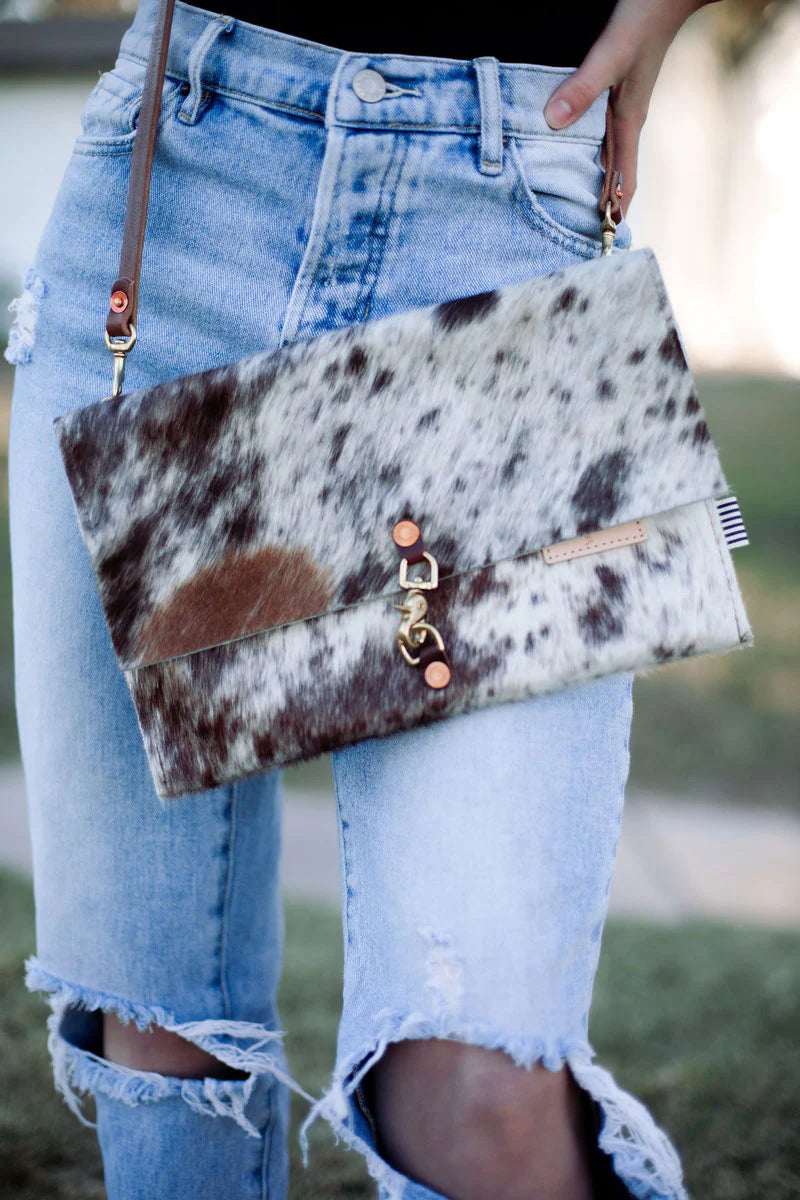 Meanwhile Back on the Farm® Hair on Hide Leather Foldover Clutch & Crossbody