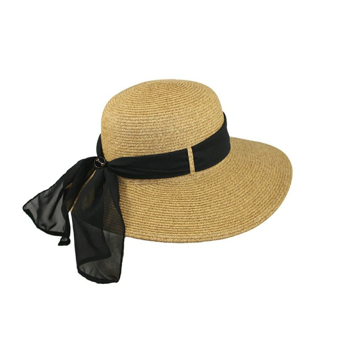 Bit Button Lampshade Black Sheer Ribbon Equestrian Hat