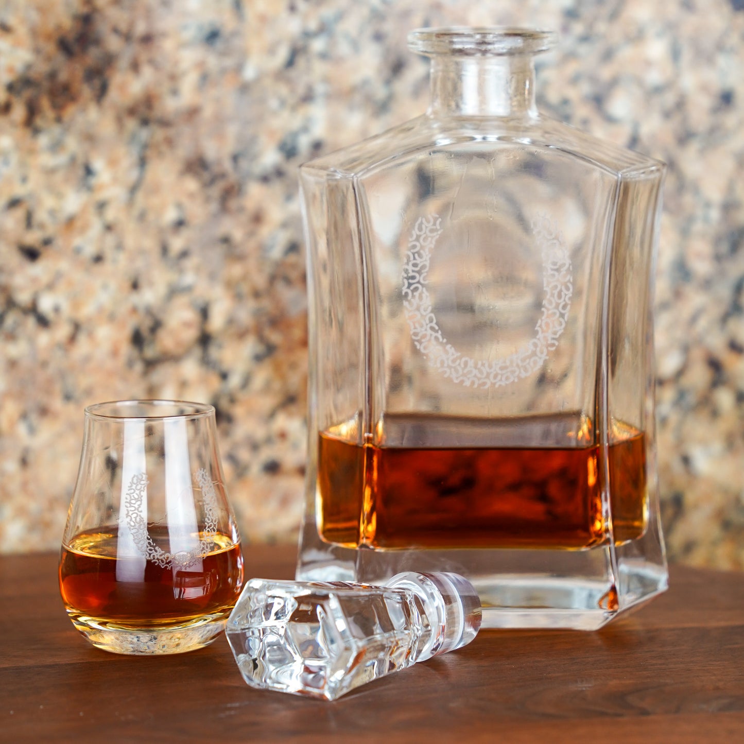 Horseshoe Decanter and Dram Glasses