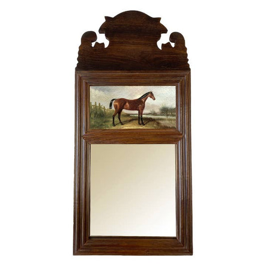 Wood Framed Mirror with Print of "Hunter" Horse