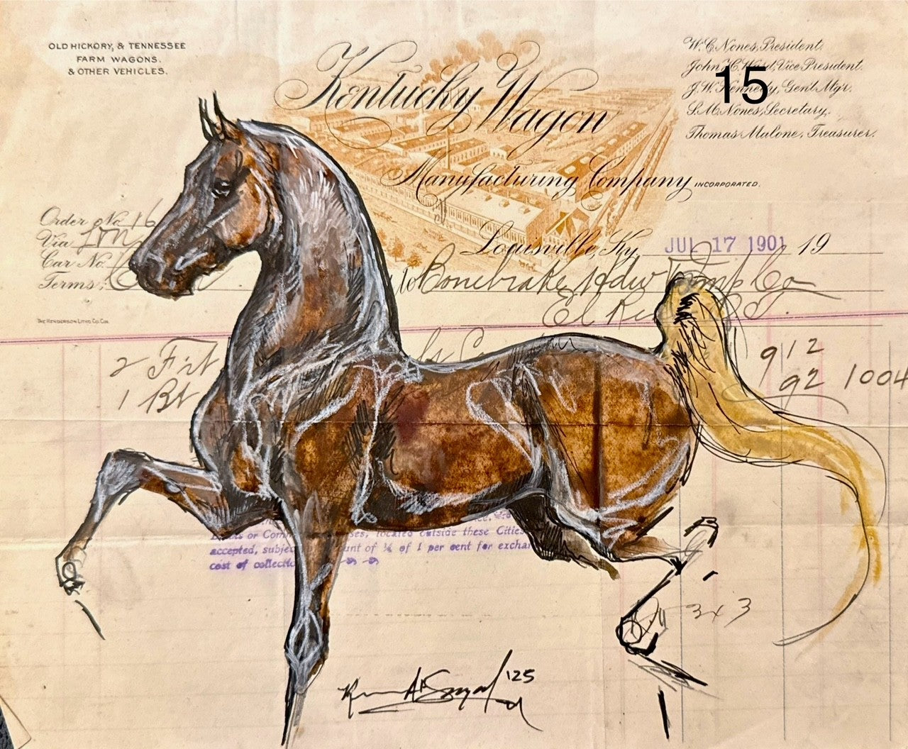 Kenna Al-Sayed: Kentucky Wagon July 17 approx 8x7”      15