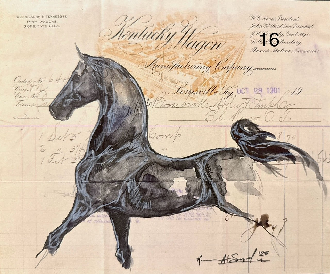 Kenna Al-Sayed: Kentucky Wagon October 28 approx 8x7”      16