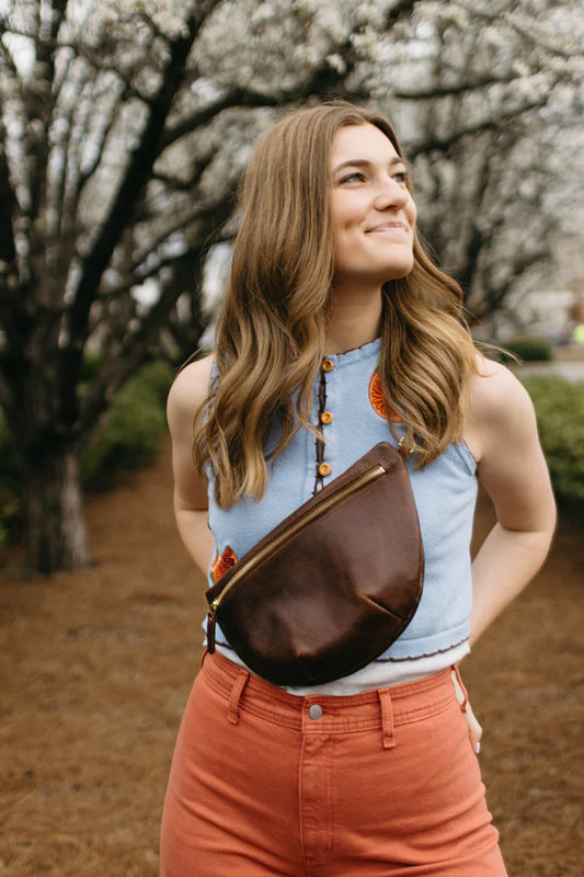 Meanwhile Back on the Farm® Mocha Tuscan Leather Fanny Bag