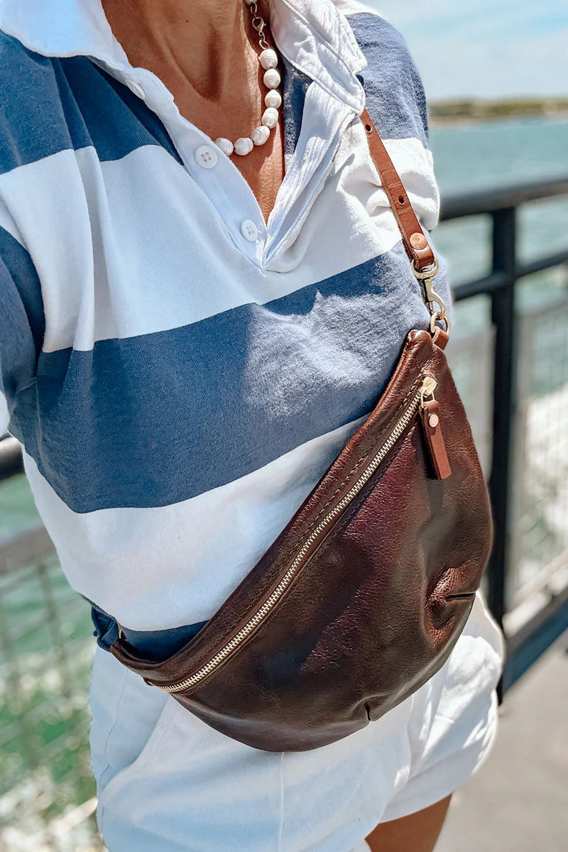 Meanwhile Back on the Farm® Mocha Tuscan Leather Fanny Bag