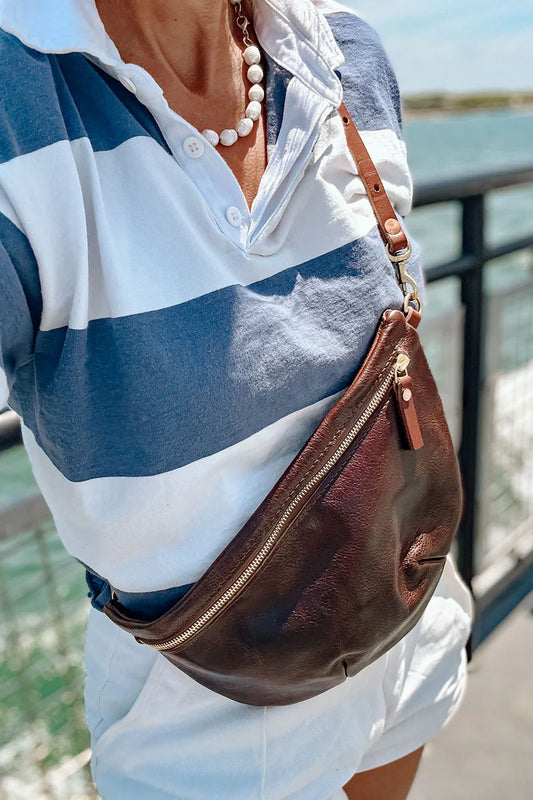 Meanwhile Back on the Farm® Mocha Tuscan Leather Fanny Bag