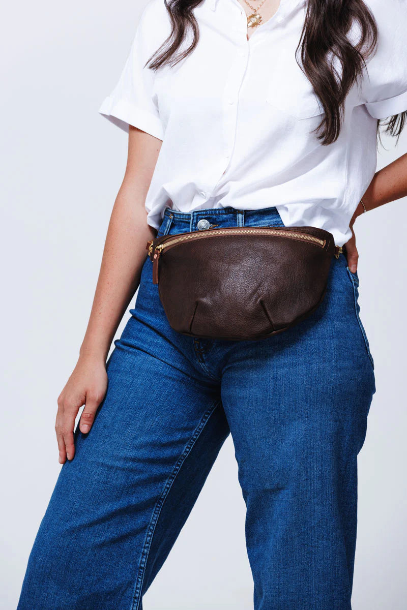 Meanwhile Back on the Farm® Mocha Tuscan Leather Fanny Bag