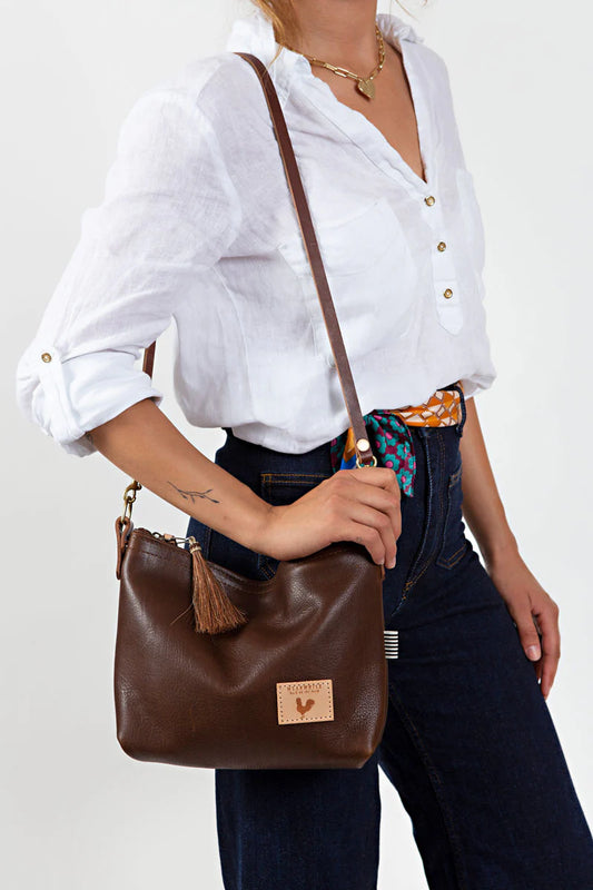 Meanwhile Back on the Farm® Mocha Tuscan Leather Sling Bag