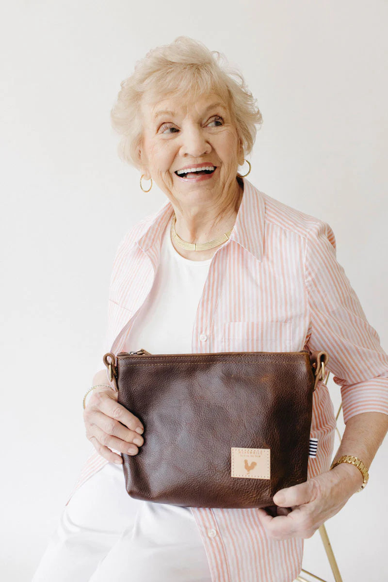 Meanwhile Back on the Farm® Mocha Tuscan Leather Sling Bag