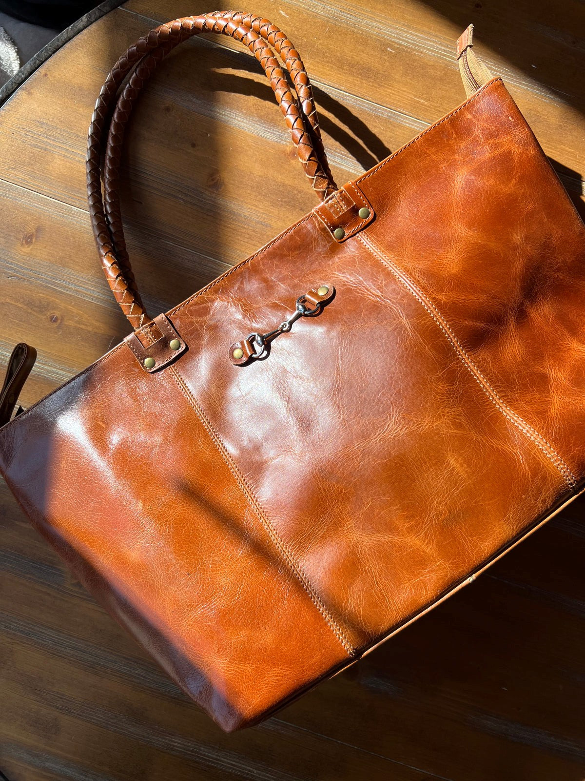 Equestrian Snaffle Bit Leather Tote