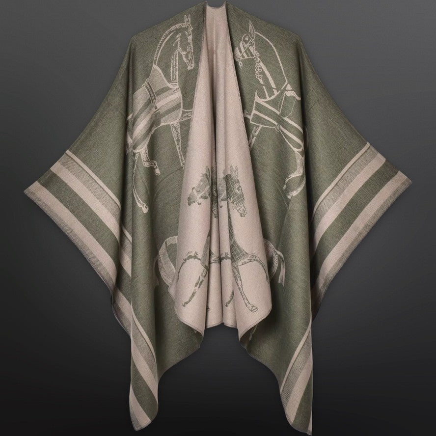 Equestrian Horse Blanket Shawl Wrap