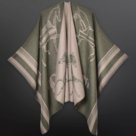 Equestrian Horse Blanket Shawl Wrap