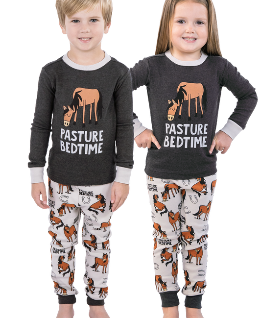 Pasture Bedtime Grey Kid's Long Sleeve Pajama Set