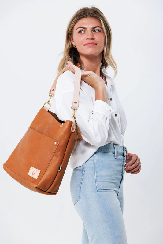 Meanwhile Back on the Farm® Saddle Leather Carryall & Crossbody