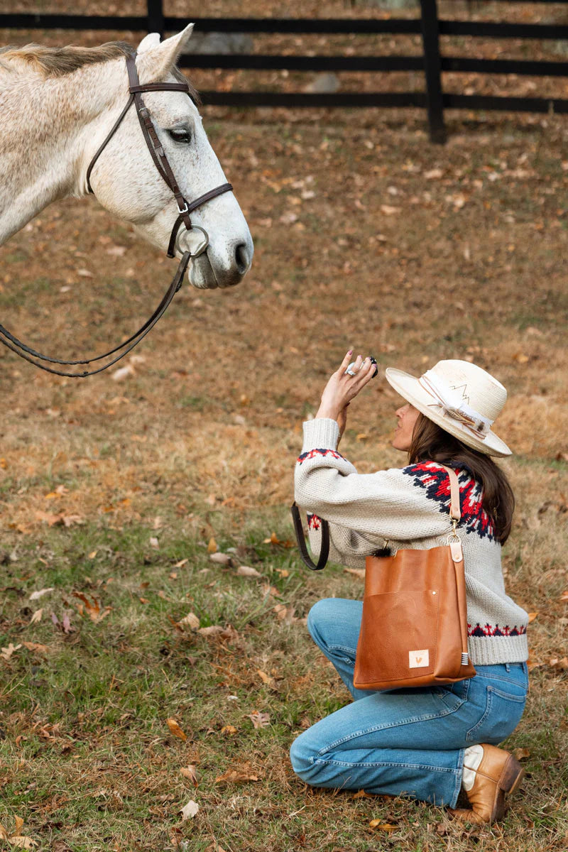 Meanwhile Back on the Farm® Saddle Leather Carryall & Crossbody