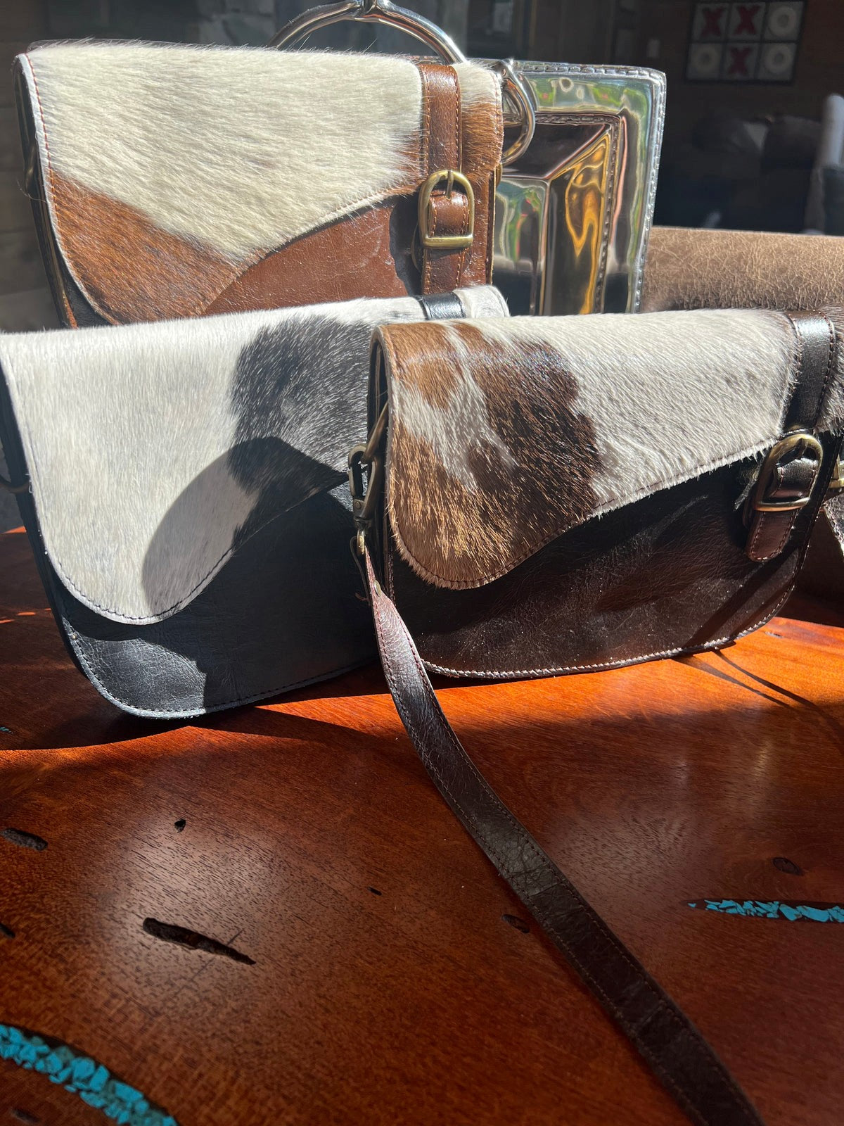 English Saddle Hair on Crossbody Purse