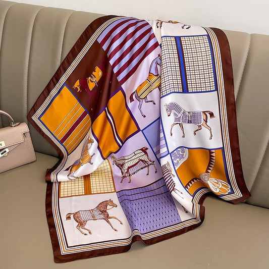 Horses in Blankets Silky Scarf