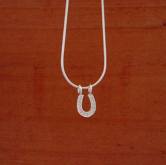 Sterling Silver Crystal Small Horseshoe Necklace