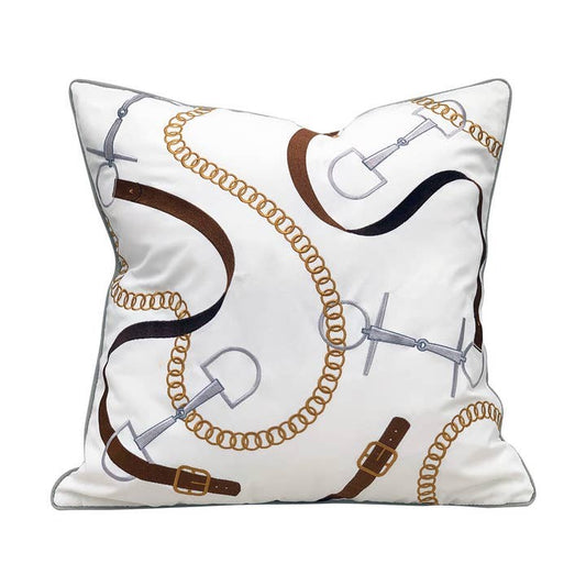 White Bits & Leather indoor/outdoor throw pillow