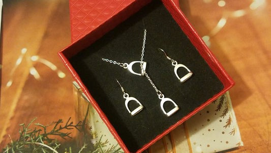 Sterling Silver Stirrup Necklace and Drop Earring Set