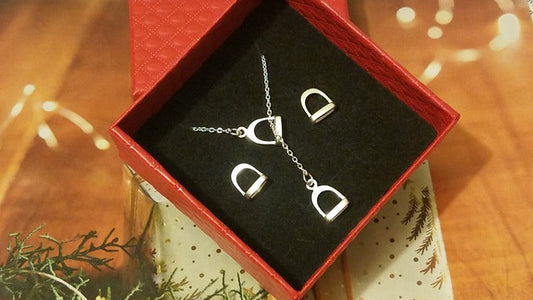 Sterling Silver Stirrup Necklace and Stud Earring Set