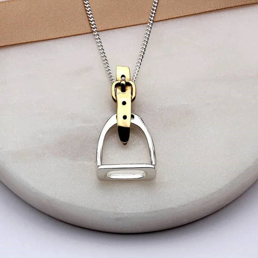 Two-Tone English Stirrup Necklace