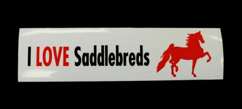 I Love Saddlebreds Bumper Sticker with Red Saddlebred