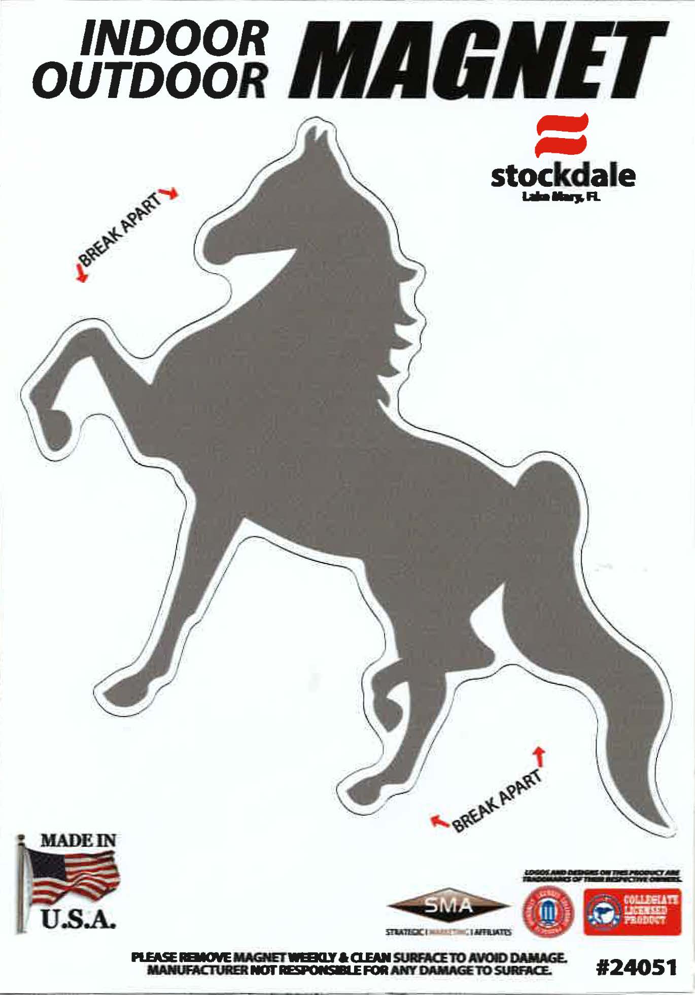American Saddlebred Auto Magnet 5 Gaited Silver Left Facing